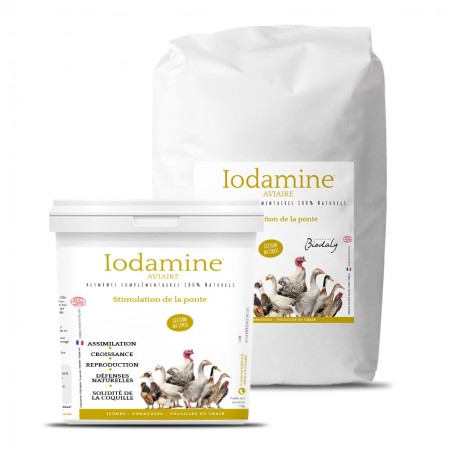 Seau et kraft du produit Iodamine aviaire